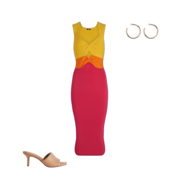 NWT Express flattering Body Contour
Color Block Cutout Midi
Sweater Dress dress. - Picture 11 of 15